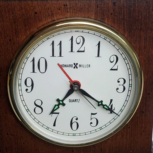 Vintage Howard Miller Mantel Clock Quartz 612-350 Wood Battery Alarm READ Parts - Picture 6 of 16